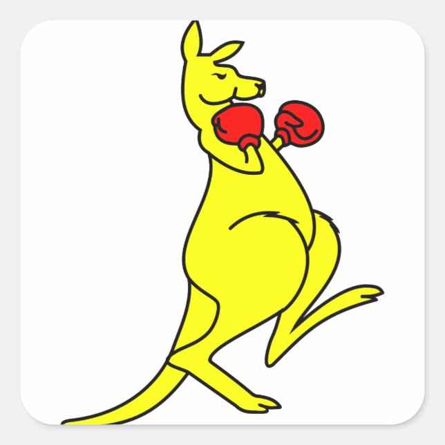 Boxing Kangaroo Square Sticker (Front)