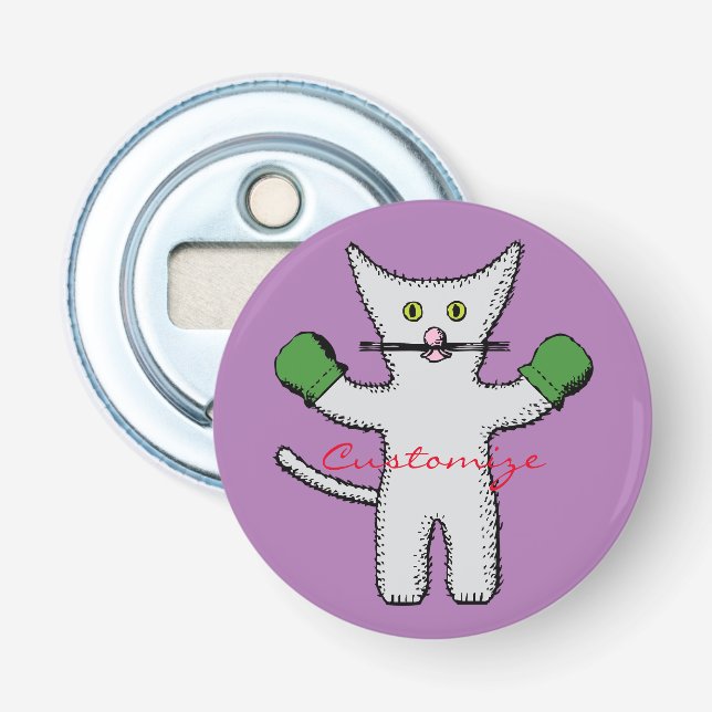 Boxing Kitten with Mittens Thunder_Cove Bottle Opener (Front)