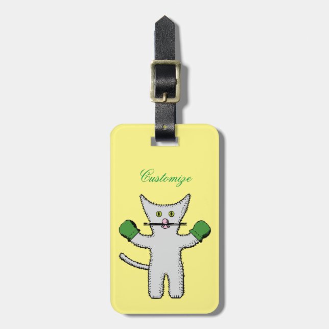 Boxing Kitten with Mittens Thunder_Cove Luggage Tag (Front Vertical)
