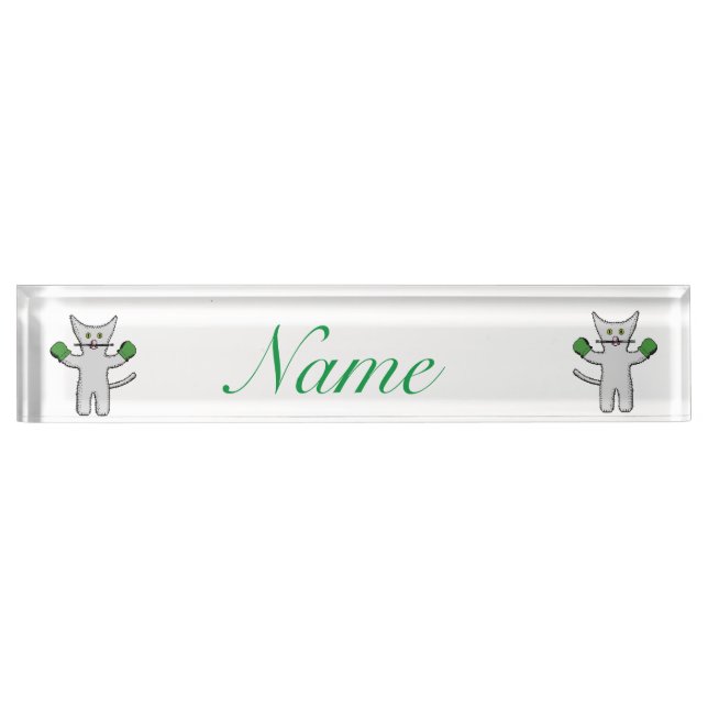 Boxing Kitten with Mittens Thunder_Cove Nameplate (Front)
