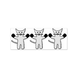 Boxing Kitten with Mittens Thunder_Cove Rubber Stamp