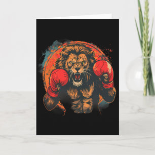 Boxing Lion Portrait Motif Wildlife Kickboxing Lov Card