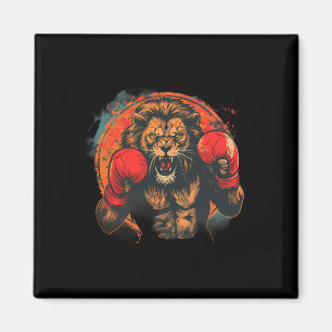Boxing Lion Portrait Motif Wildlife Kickboxing Lov Magnet