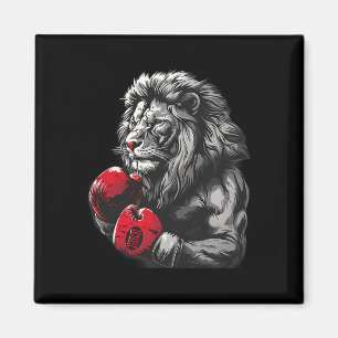 Boxing Lion Portrait Motif Wildlife Kickboxing Lov Magnet