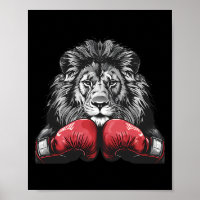 Boxing Lion Portrait Motif Wildlife Kickboxing Lov