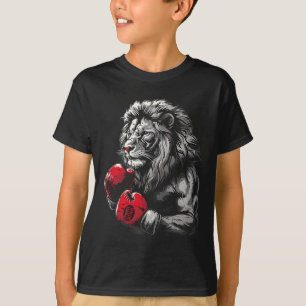 Boxing Lion Portrait Motif Wildlife Kickboxing Lov T-Shirt