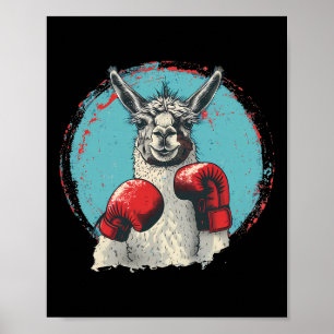 Boxing Llama With Boxing Gloves Kickboxing Funny B Poster