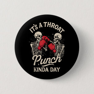 Boxing Lover Kickboxing Skeleton Throat Punch 6 Cm Round Badge