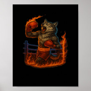 Boxing Lover Wolf Mma Fighter Werewolf Beast Gym  Poster