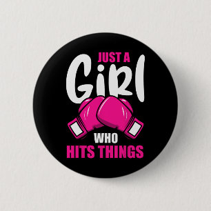 Boxing Lovers Boxing Girl Just A Girl Who Hits Thi 6 Cm Round Badge