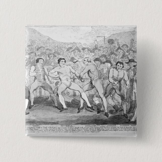 Boxing match between Thomas Futrell & John 15 Cm Square Badge (Front)