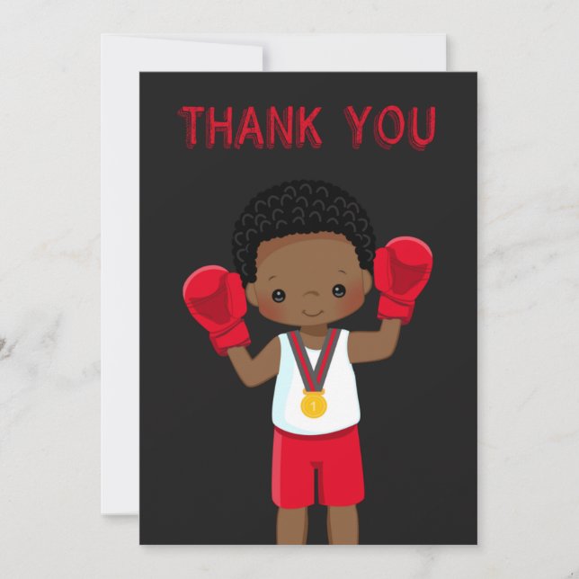 Boxing Match Birthday Thank You Card (Front)