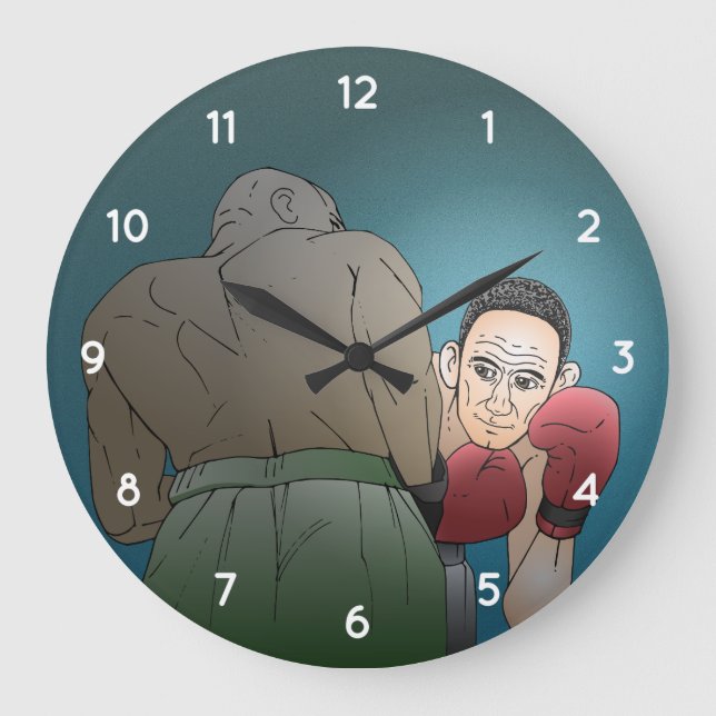 Boxing Match Father's Day Large Clock (Front)