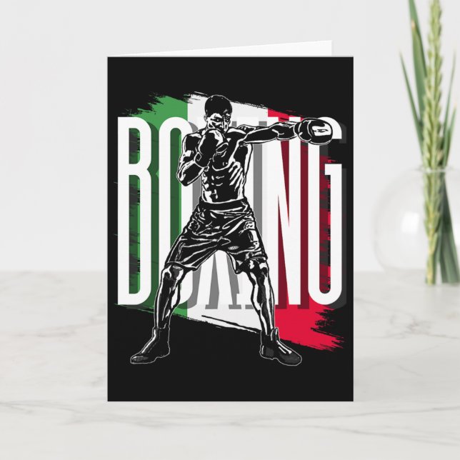 Boxing , Mexican Flag  Card (Front)