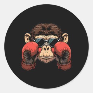 Boxing Monkey Lover Boxing Gloves Kickboxing Funny Classic Round Sticker