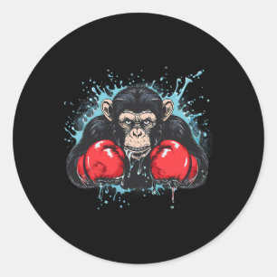 Boxing Monkey Lover Boxing Gloves Kickboxing Funny Classic Round Sticker