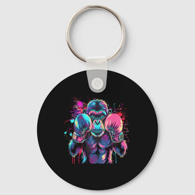 Boxing Monkey Lover Boxing Gloves Kickboxing Funny Key Ring (Front)