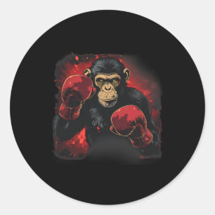 Boxing Monkey With Boxing Gloves Kickboxing Funny  Classic Round Sticker