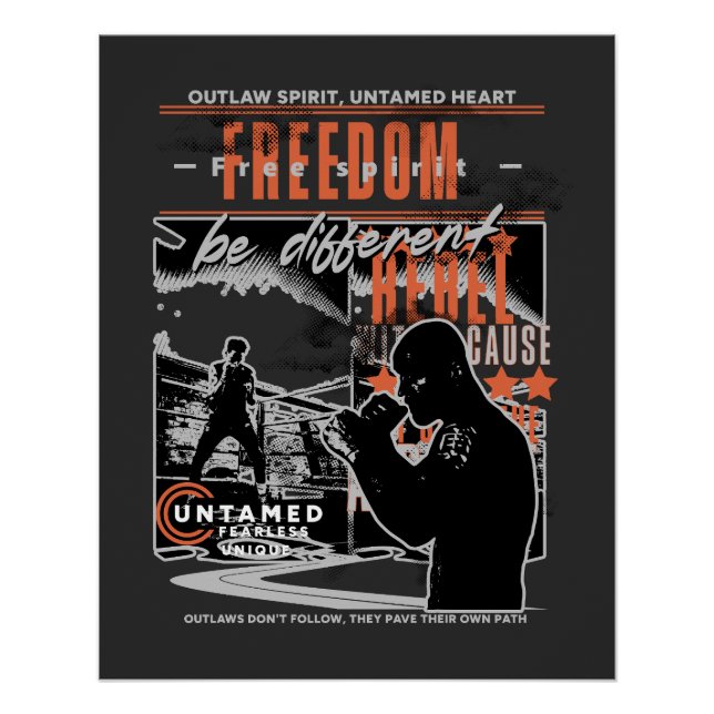 Boxing Motivation Rebel Fighter Gym & Training Poster (Front)