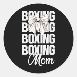 Boxing Mum Coquette Bow Cute Boxing Lovers Mothers Classic Round Sticker