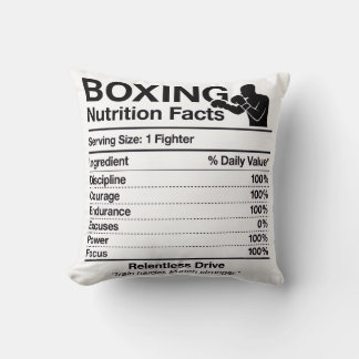 Boxing Nutrition Facts Throw Pillow Gift for Boxer