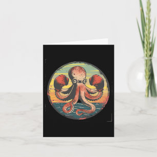 Boxing Octopus Lover Ocean Sea Creature Boxer Kick Card