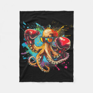 Boxing Octopus Lover Ocean Sea Creature Boxer Kick Fleece Blanket