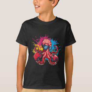 Boxing Octopus Lover Ocean Sea Creature Boxer Kick T-Shirt