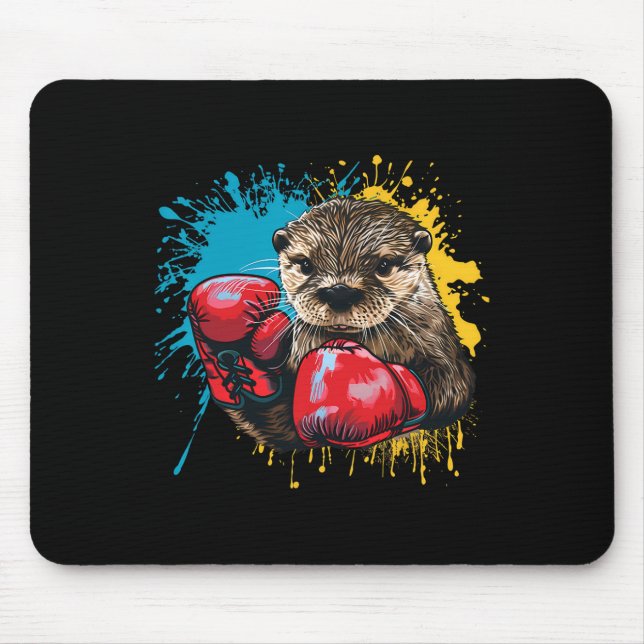 Boxing Otter Lover Boxing Gloves Kickboxing Funny  Mouse Pad (Front)