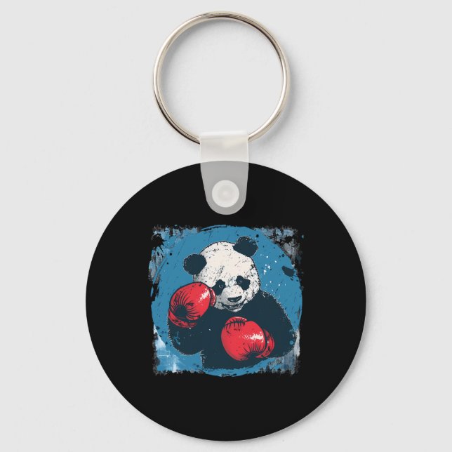 Boxing Panda Lover Boxing Gloves Kickboxing Funny  Key Ring (Front)