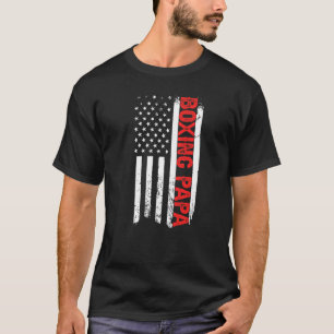 Boxing Papa American Flag Father's Day Men's   T-Shirt