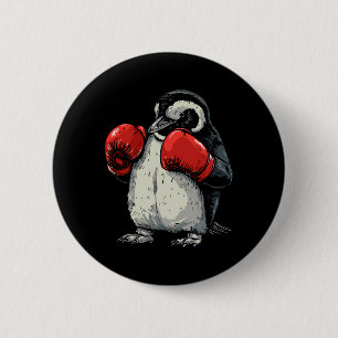 Boxing Penguin With Boxing Gloves Kickboxing Funny 6 Cm Round Badge