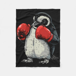 Boxing Penguin With Boxing Gloves Kickboxing Funny Fleece Blanket