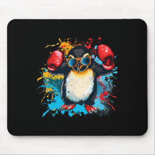 Boxing Penguin With Boxing Gloves Kickboxing Funny Mouse Pad