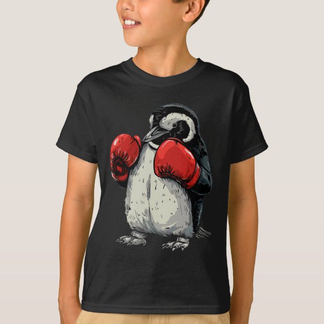Boxing Penguin With Boxing Gloves Kickboxing Funny T-Shirt (Front)