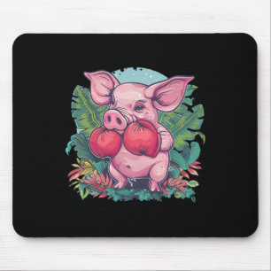 Boxing Pig With Boxing Gloves Kickboxing Funny Box Mouse Pad