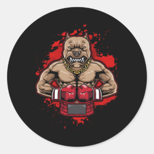 Boxing Pit Bull Loves Pitbulls Workout Dog Animal Classic Round Sticker