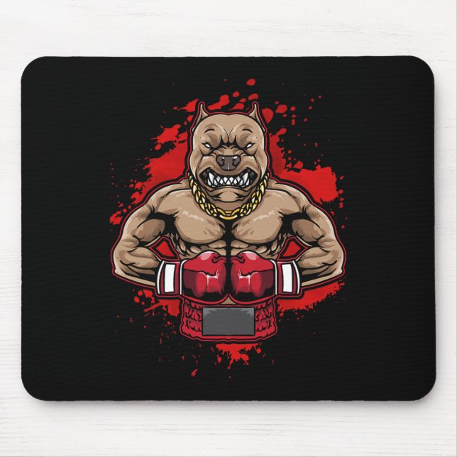 Boxing Pit Bull Loves Pitbulls Workout Dog Animal  Mouse Pad (Front)