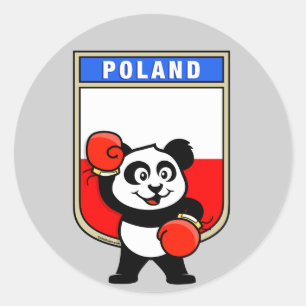 Boxing Poland Panda Classic Round Sticker