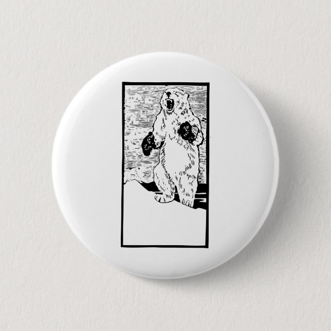 Boxing Polar Bear Fighting Global Warming Funny  6 Cm Round Badge (Front)
