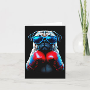 Boxing Pug Dog Kickboxing Cool Card