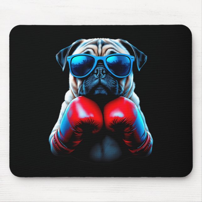 Boxing Pug Dog Kickboxing Cool  Mouse Pad (Front)