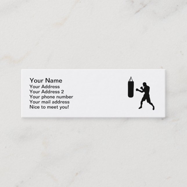 Boxing punching bag mini business card (Front)
