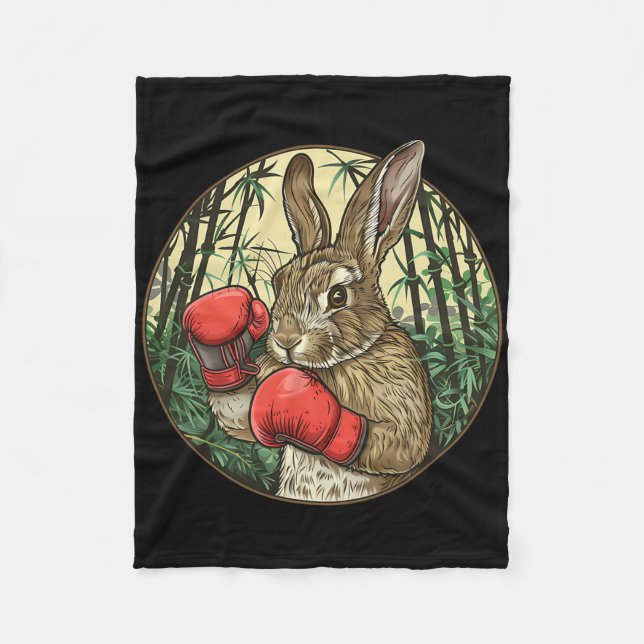 Boxing Rabbit Boxing Gloves Kickboxing Funny Boxer Fleece Blanket (Front)