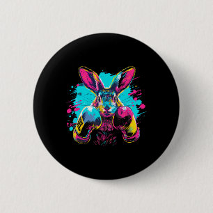 Boxing Rabbit With Boxing Gloves Kickboxing Funny  6 Cm Round Badge