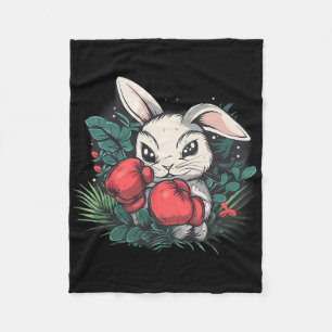 Boxing Rabbit With Boxing Gloves Kickboxing Funny Fleece Blanket