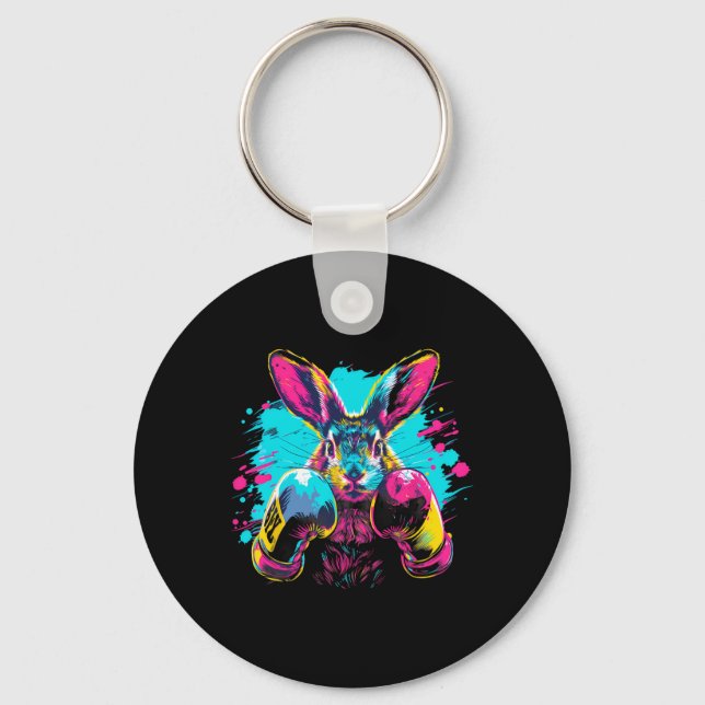 Boxing Rabbit With Boxing Gloves Kickboxing Funny  Key Ring (Front)