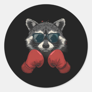 Boxing Raccoon Lover Boxing Gloves Kickboxing Funn Classic Round Sticker