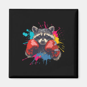 Boxing Raccoon With Boxing Gloves Kickboxing Funny Magnet