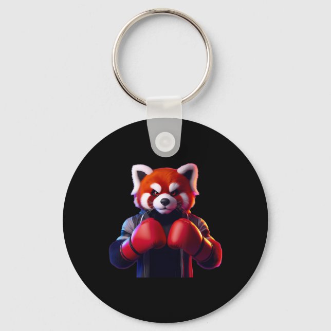 Boxing Red Panda Boxer Kickboxer Mma Fighter Comba Key Ring (Front)